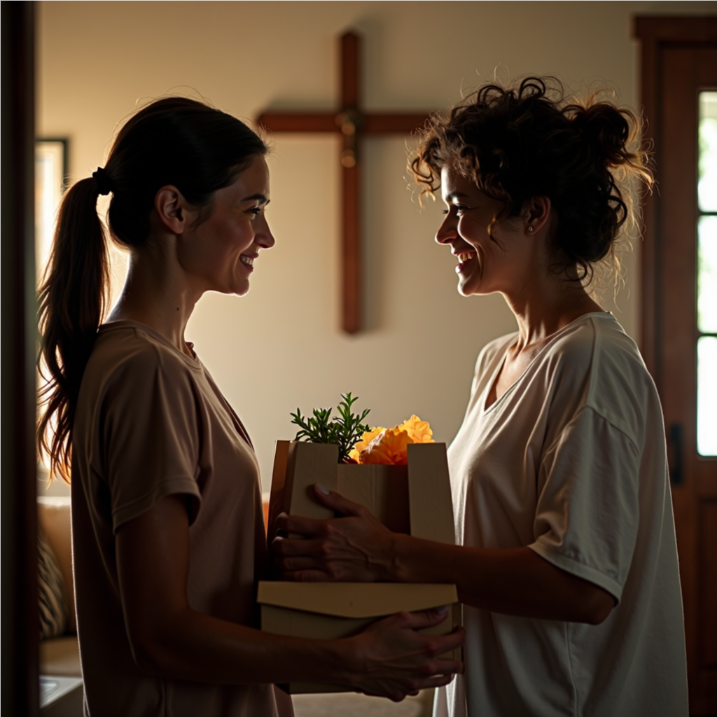 A Kingdom United member lovingly blessing a person with groceries and support through Thanksgiving Tuesdays.